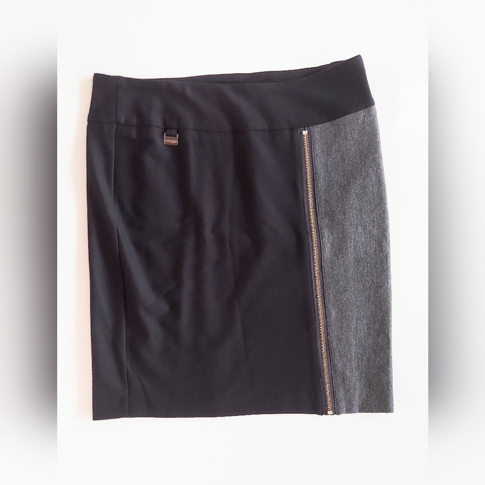 Lisette L Montreal Zipper Accent Skirt Black Gray Size Large